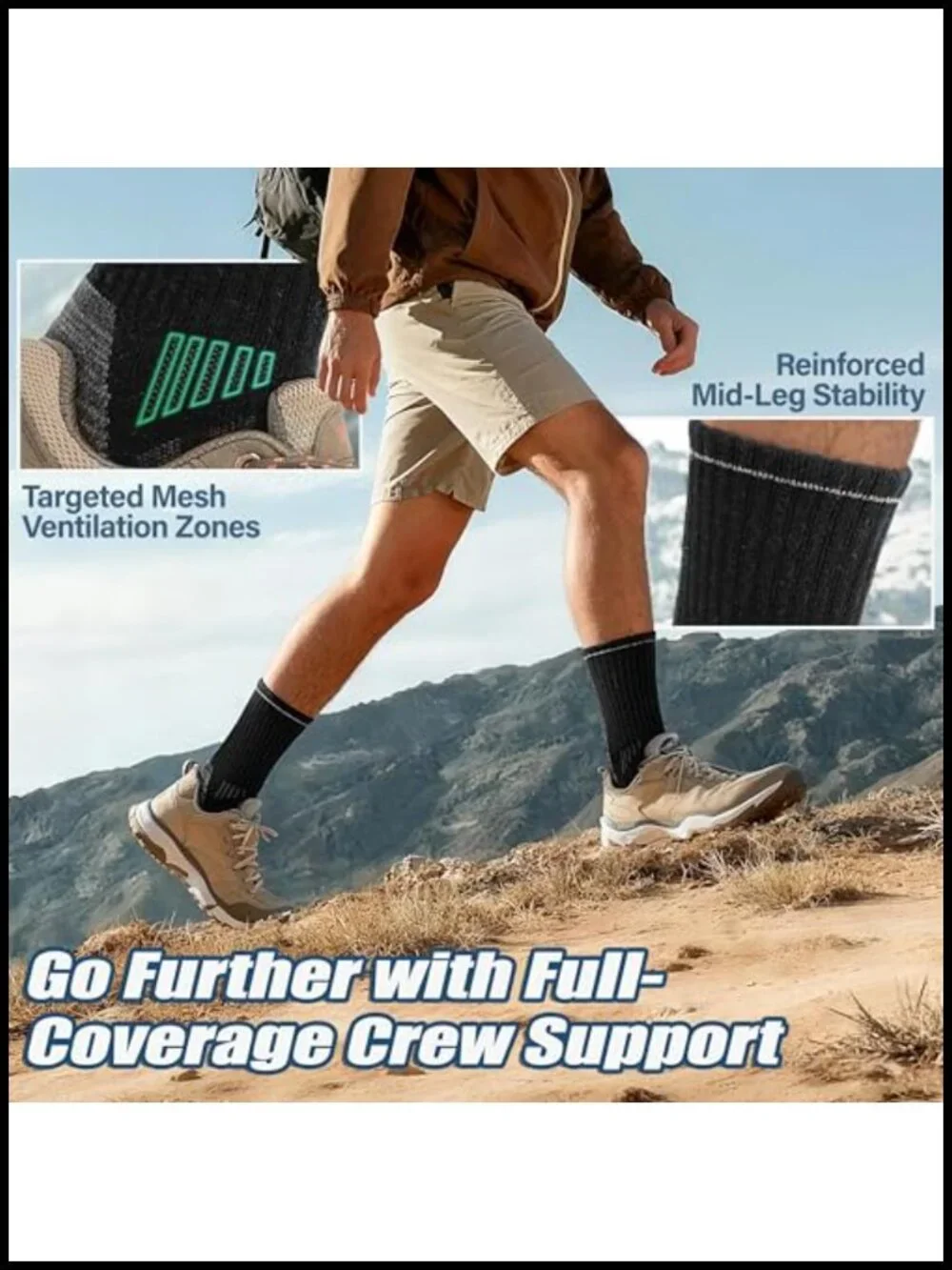 Merino Wool Hiking Socks 5 Pairs Men Women Thermal Moisture Wicking Crew